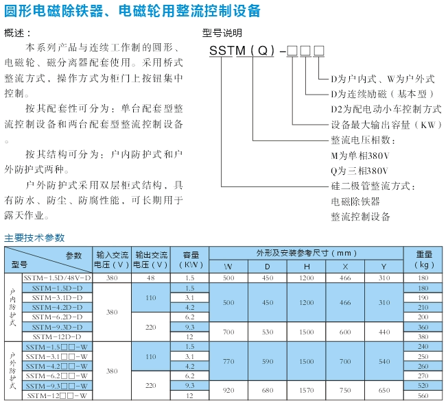 圓形電磁除鐵、電磁輪用整流控制設(shè)備